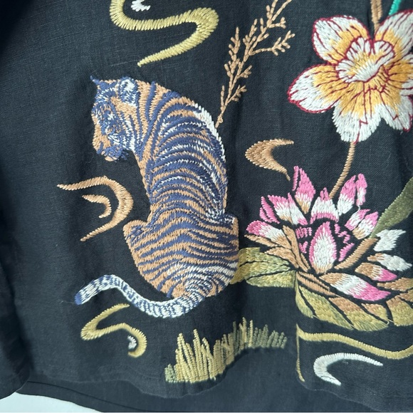 Johnny Was// JWLA Maise Easy V neck Blouse Embroidered Boho Black Size XL - Picture 4 of 11